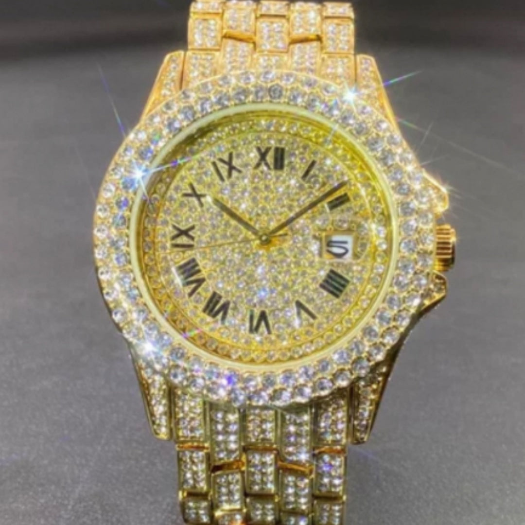 Full Diamond High End Calendar Men's Quartz Watch Gentlemen's Watch