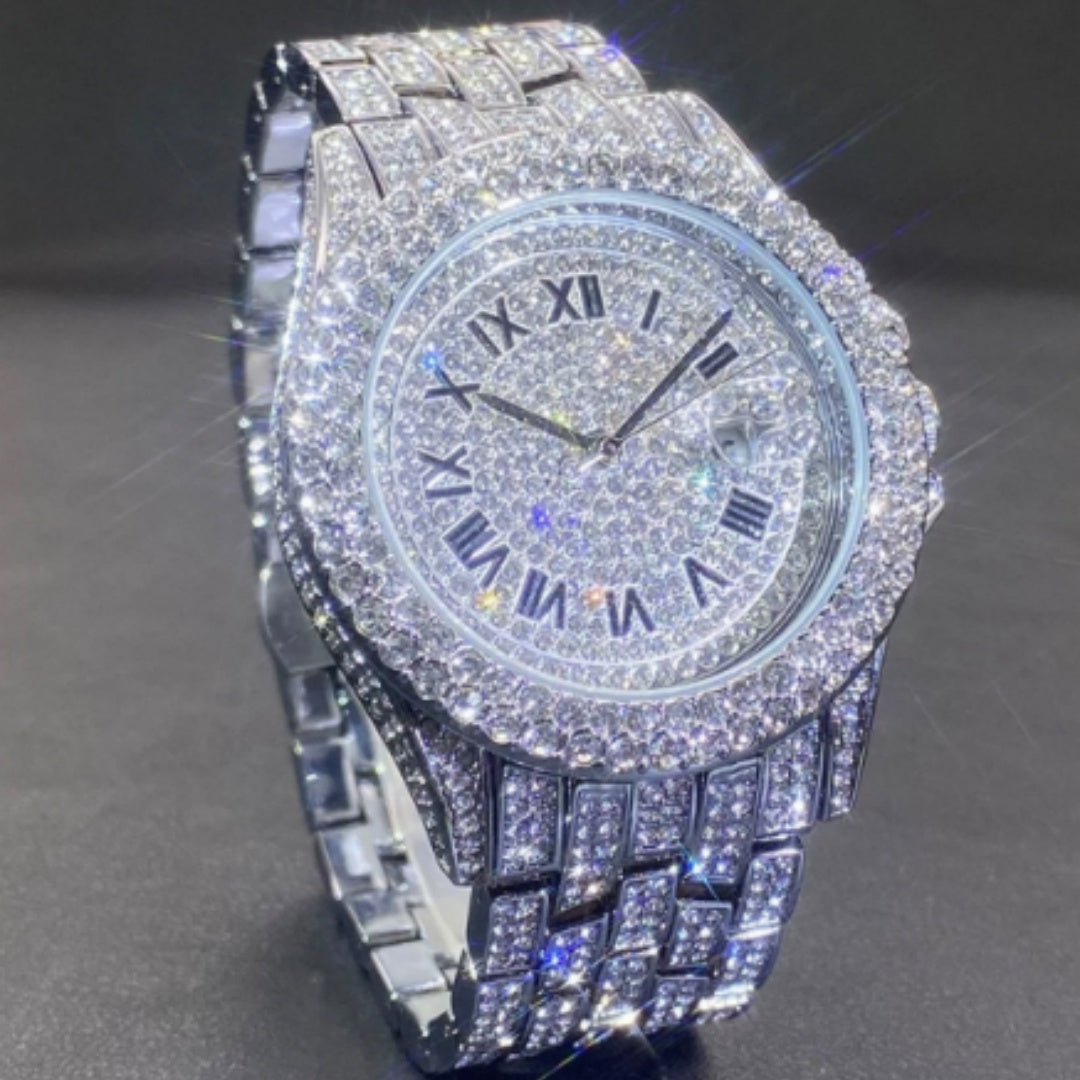 Full Diamond High End Calendar Men's Quartz Watch Gentlemen's Watch